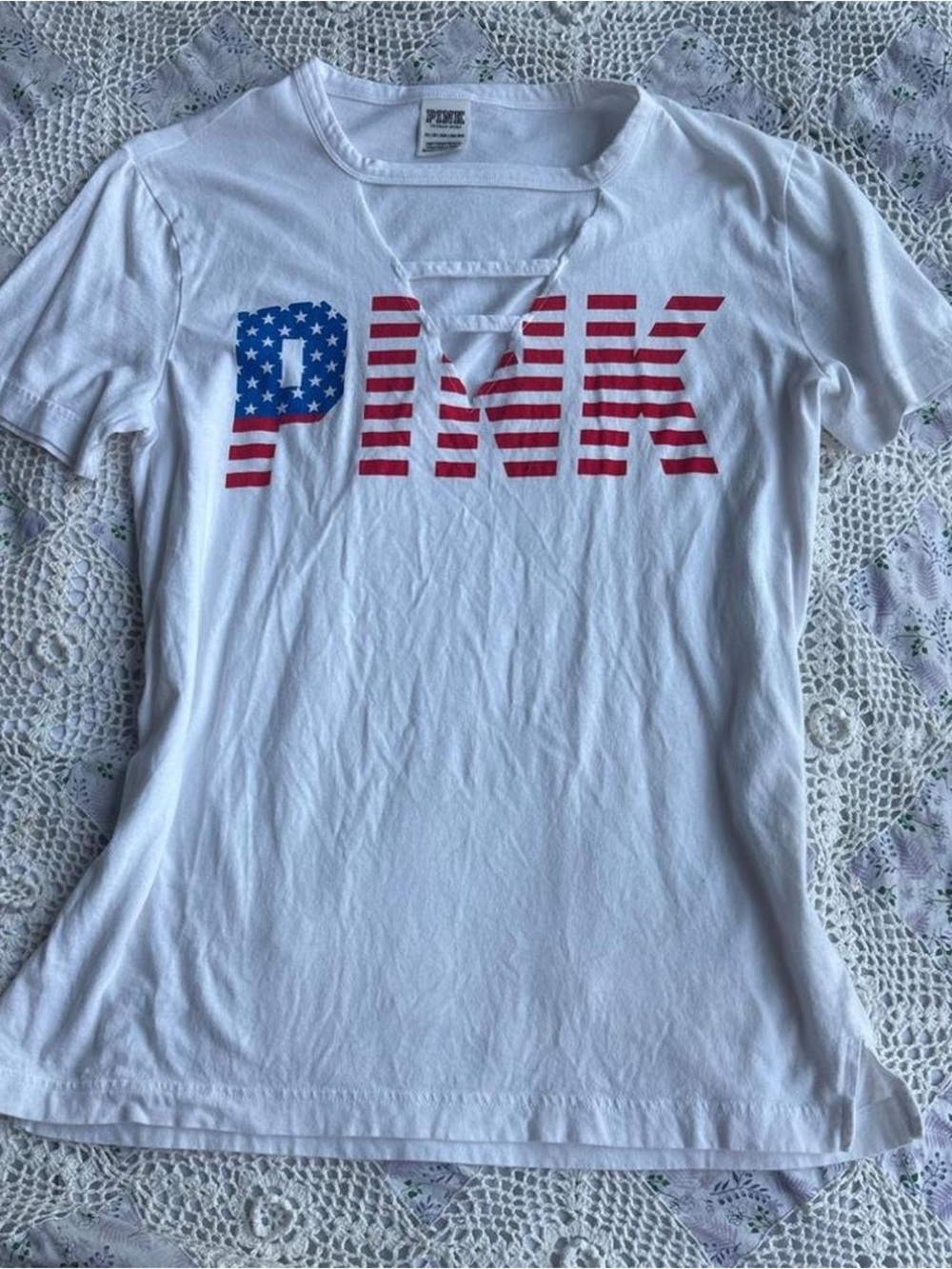 Victoria’s Secret PINK Y2K Patriotic Campus Tee